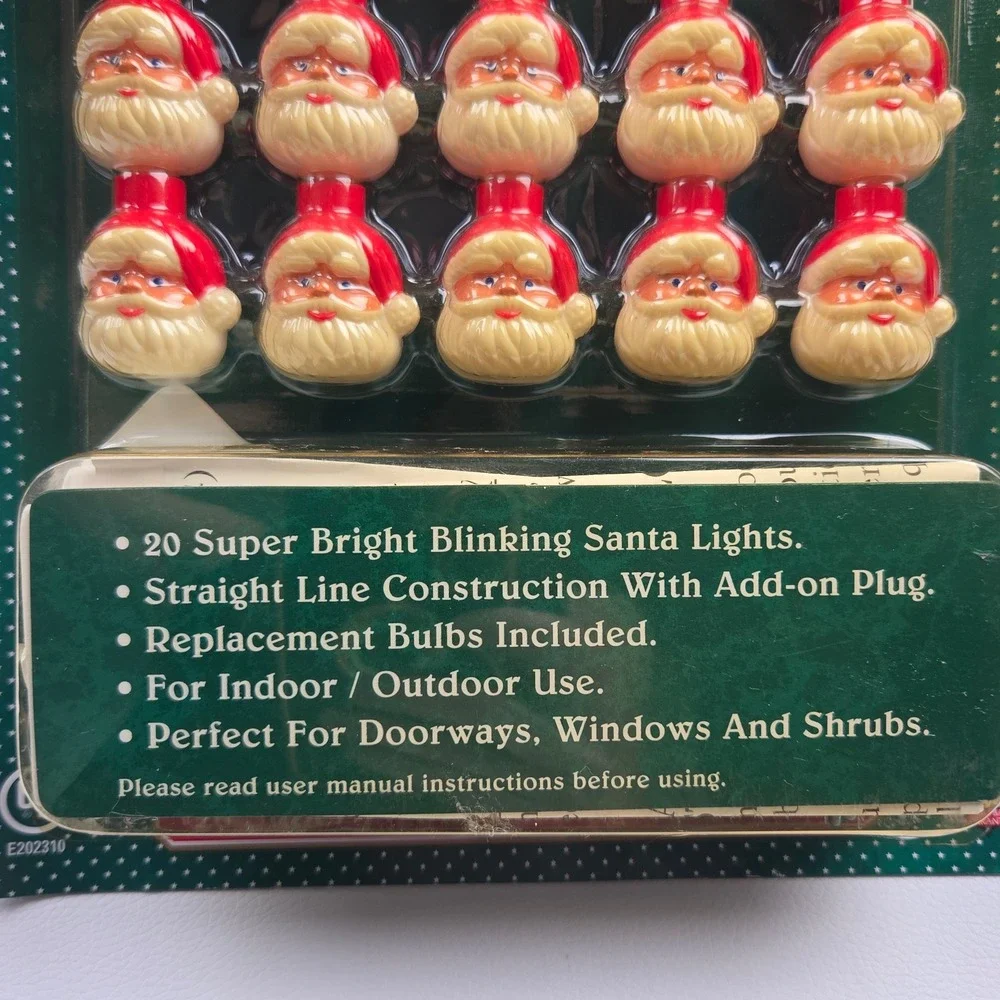Vintage NOS Blow Mold Plastic Santa Claus Blinking Lights 20ct Trim A Home  Red